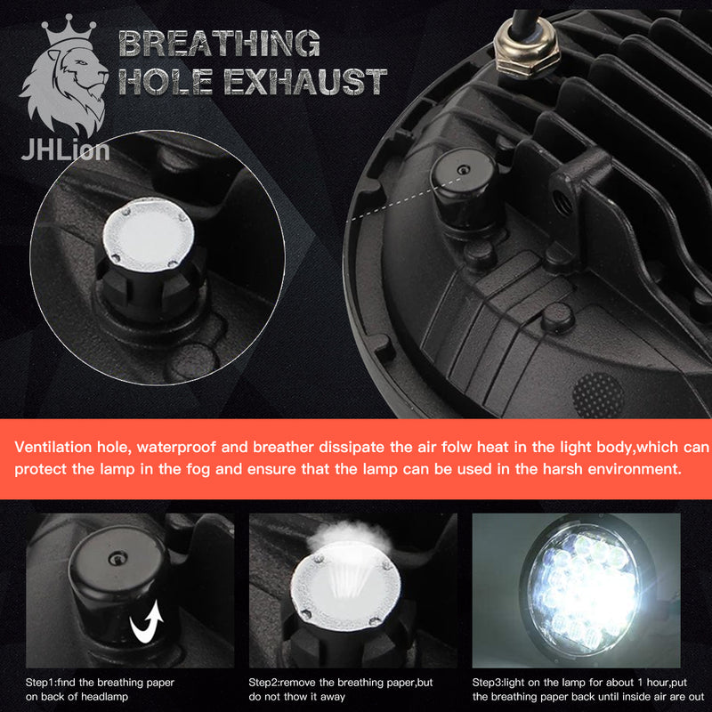 LED Headlight for Jeep Wrangler 7" 130W Round LED Headlamp with Daytime Running Light DRL High Low Beam for Jeep Wrangler JK TJ LJ Motorcycle with H4 H13 Adapter,2PCS