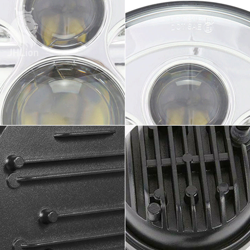 Motorcycle Chrome 7Inch LED Headlight 4.5" LED Fog Passing Lights Lamps Sets