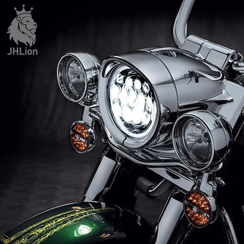 1x Newest 7" 130W Round LED Headlight for Hi-Lo Motorcycle Fit For Harley Davidson