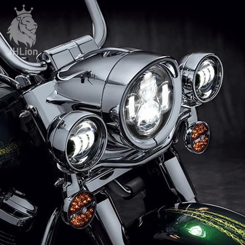 7 Inch Round LED Headlight Kit With 4.5 Inch Passing Lamps Fog Lights Motorcycle