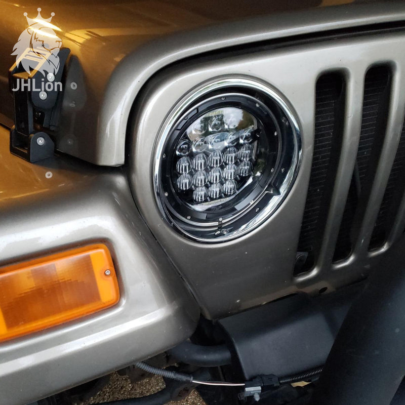 LED Headlight for Jeep Wrangler 7" 130W Round LED Headlamp with Daytime Running Light DRL High Low Beam for Jeep Wrangler JK TJ LJ Motorcycle with H4 H13 Adapter,2PCS