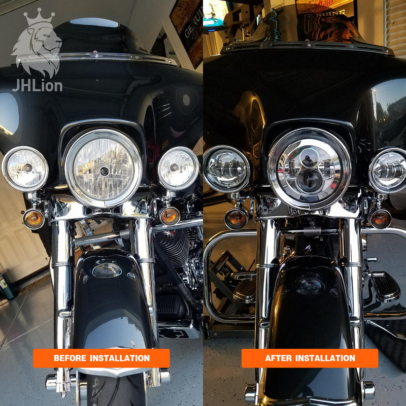 Motorcycle Chrome 7Inch LED Headlight 4.5" LED Fog Passing Lights Lamps Sets