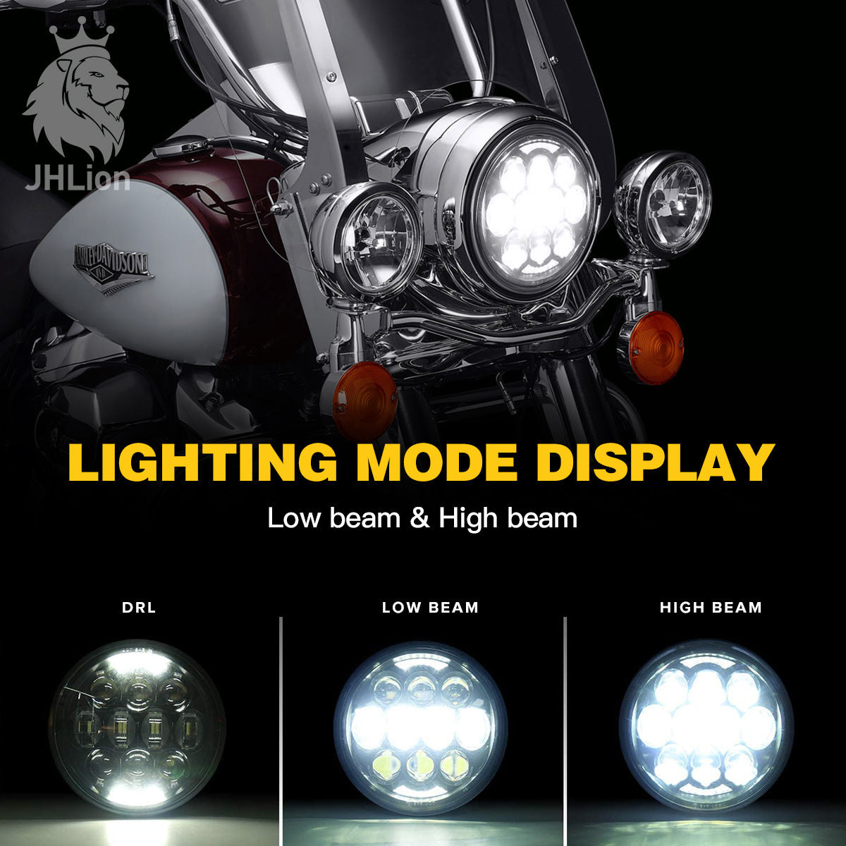 5.75 (5 3/4) Inch LED Chrome Projector Motorcycle Headlight Round