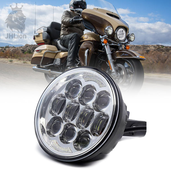80W DOT Approved 5-3/4" 5.75" Osram Chips LED Projector Headlight for Harley Motorcycles/Bike(Chrome) ED Headlight Compatible with Harley Dyna Sportster 883 Triple Low Rider