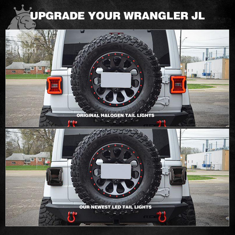 Smoked LED Tail Lights for 2018-2020 Jeep Wrangler JL/JLU LED Brake Reverse Turn Signal Light, Pair Tail Lights for 2018-2020 Jeep Wrangler JL Reverse Light Turn Signal Lamp Running Lights.