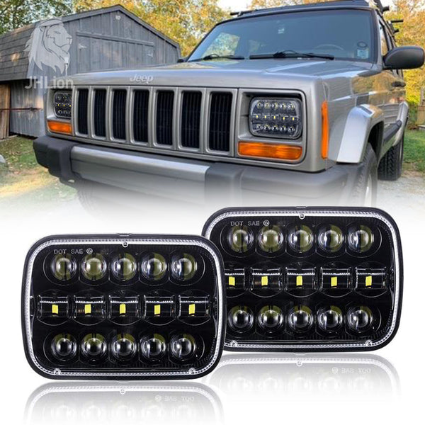 DOT 110W 5x7 Inch Led Headlights 7x6 Inch Hi/Low Led Sealed Beam Headlamp for Jeep Wrangler YJ Cherokee XJ H4 Plug H6054 Headlights H5054 6054 6052 -Black