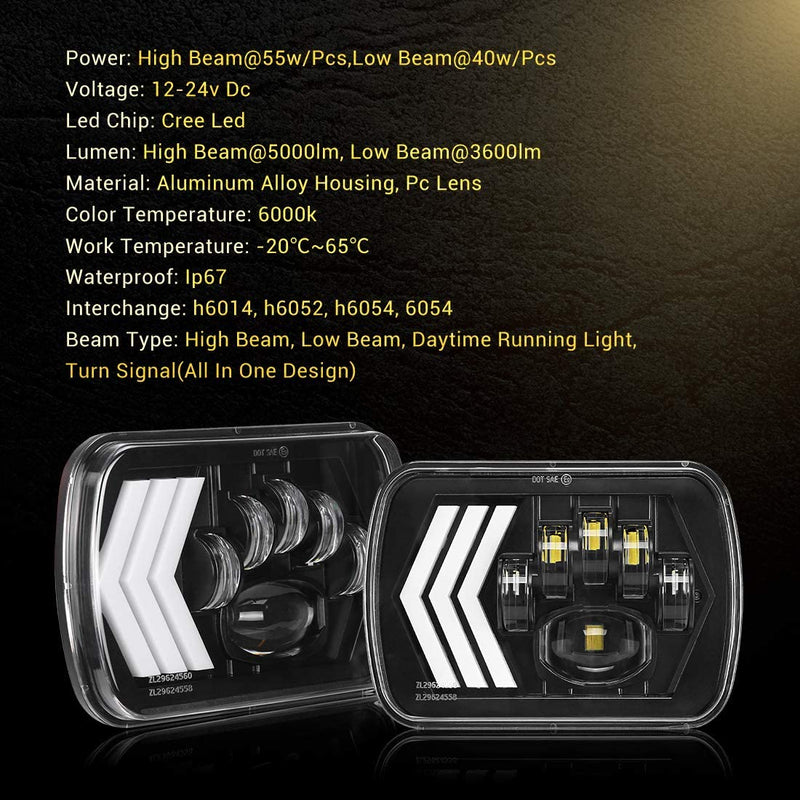 BLIAUTO 5x7 7x6 H6054 LED Headlights DOT Approved 45W Hi/Low Sealed BLIAUTO 5x7 7x6 H6054 LED Headlights DOT Approved 45W Hi/Low Sealed