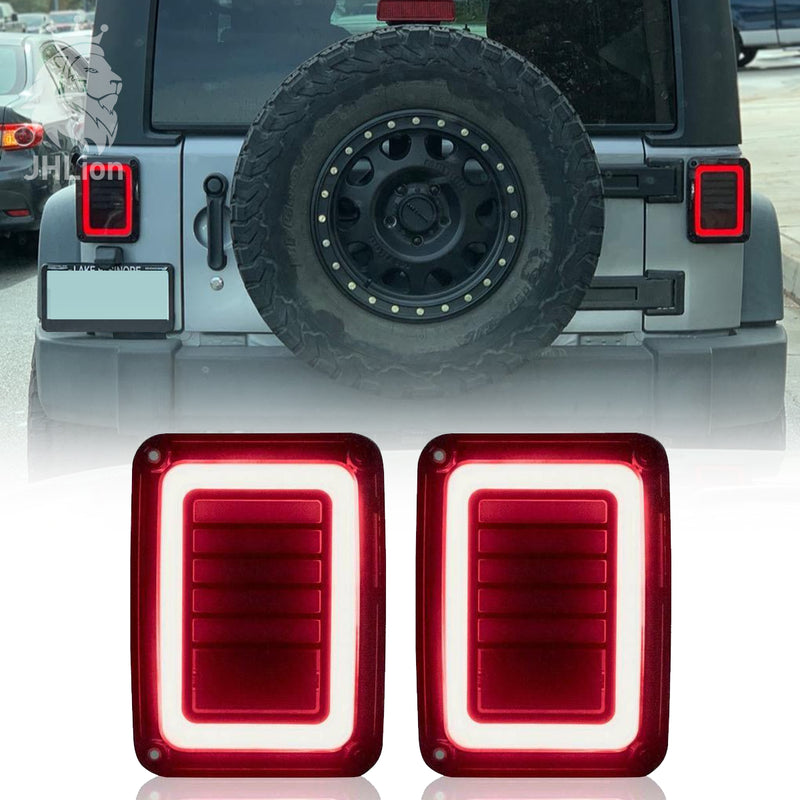 Upgraded Jeep Wrangler JK LED Tail Lights Smoked for 07-18 Jeep Wrangler Reverse Light Turn Signal Lamp Running Lights