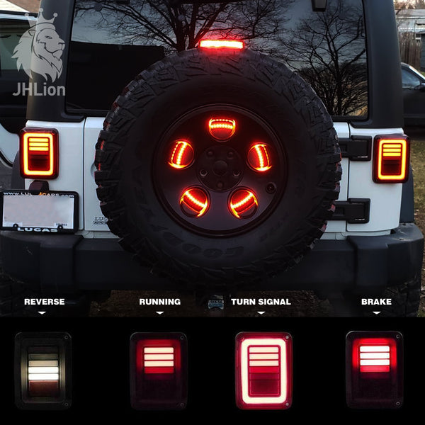 Upgraded Jeep Wrangler JK LED Tail Lights Smoked for 07-18 Jeep Wrangler Reverse Light Turn Signal Lamp Running Lights