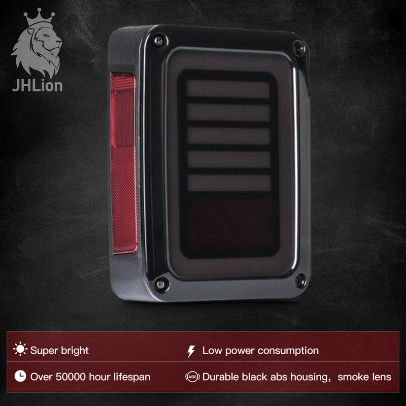 Upgraded Jeep Wrangler JK LED Tail Lights Smoked for 07-18 Jeep Wrangler Reverse Light Turn Signal Lamp Running Lights